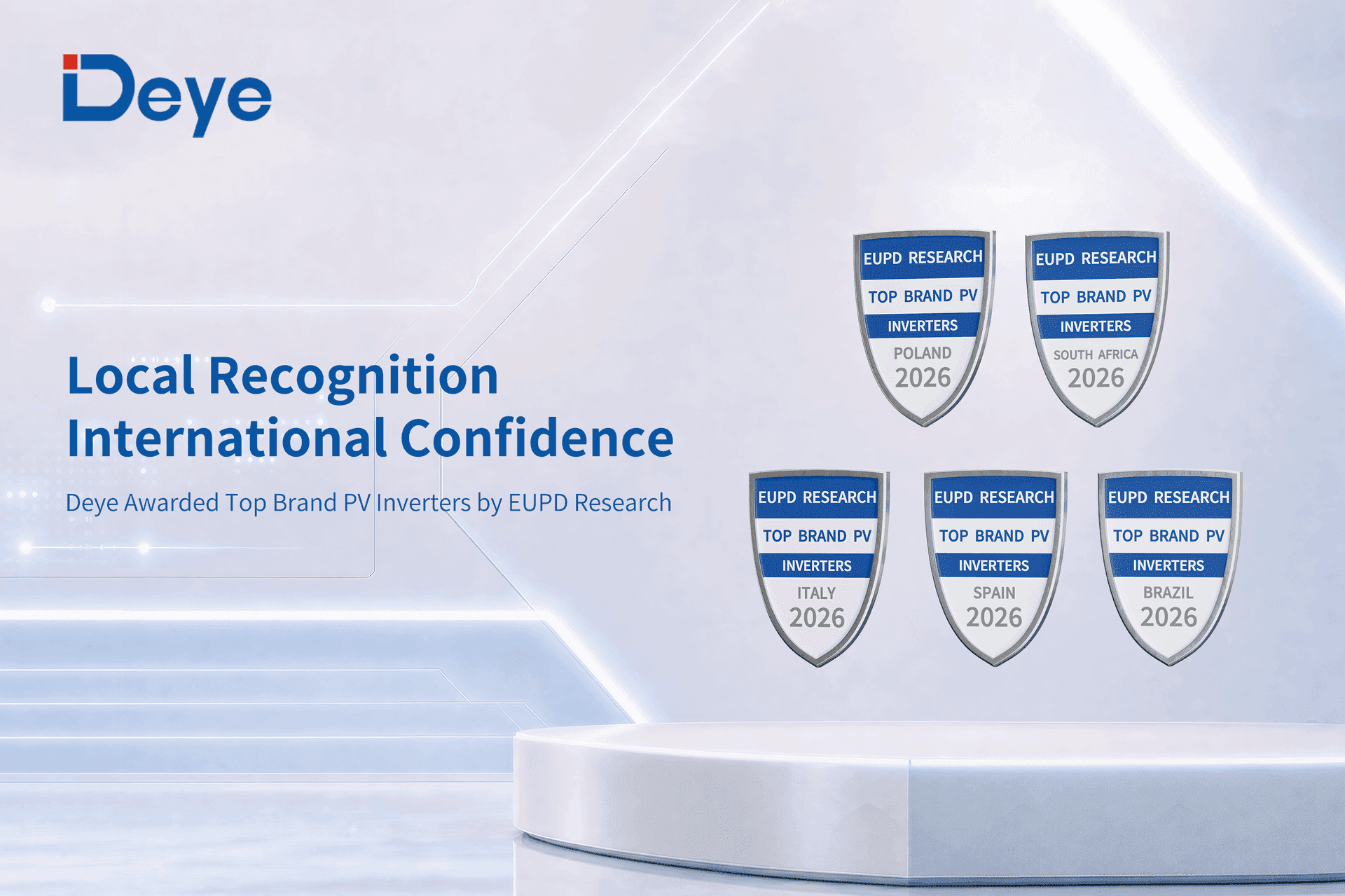 Deye Awarded EUPD Top Brand PV 2026 for Inverters and Storage Across Key Global Markets
