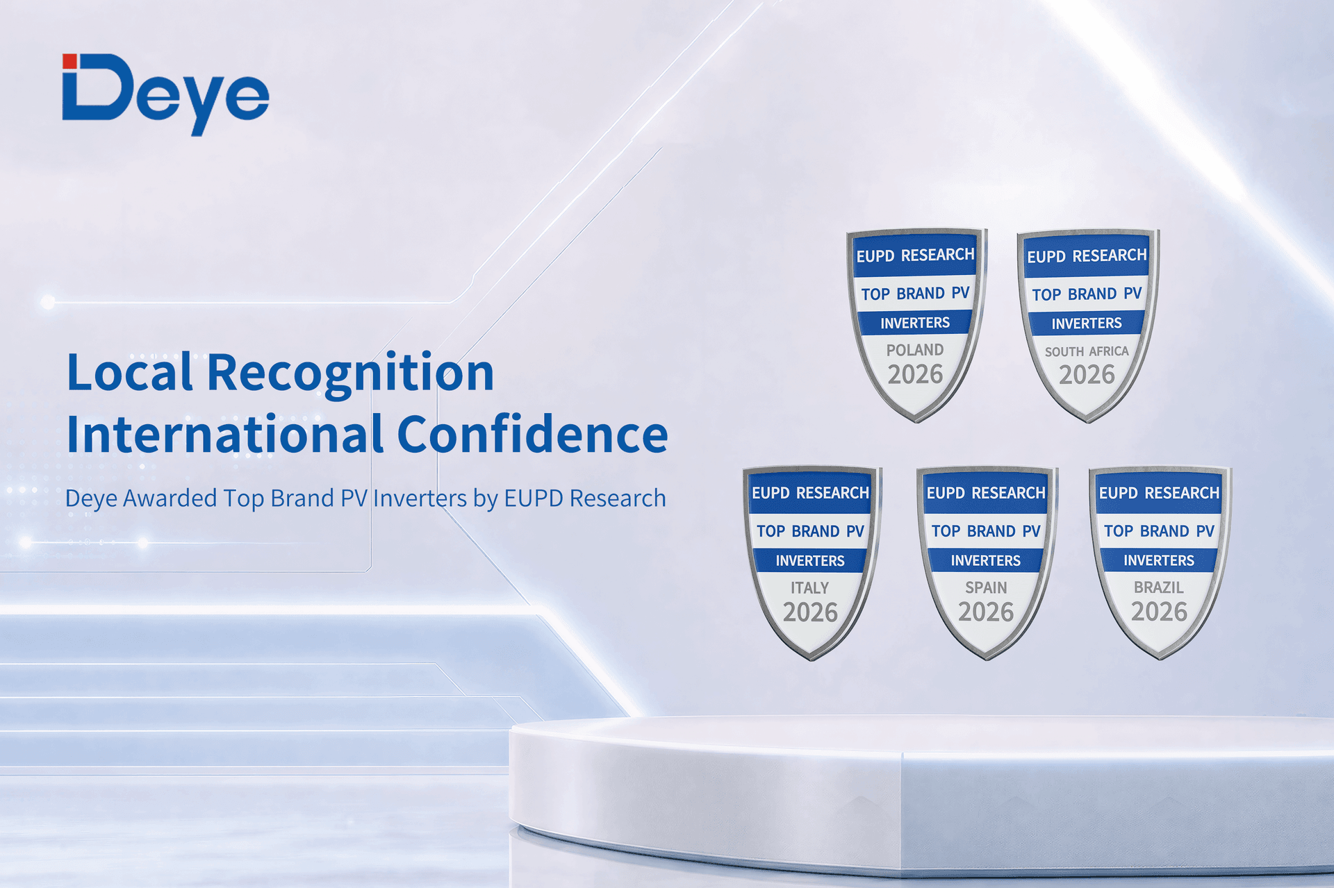 Deye Awarded EUPD Top Brand PV 2026 for Inverters and Storage Across Key Global Markets